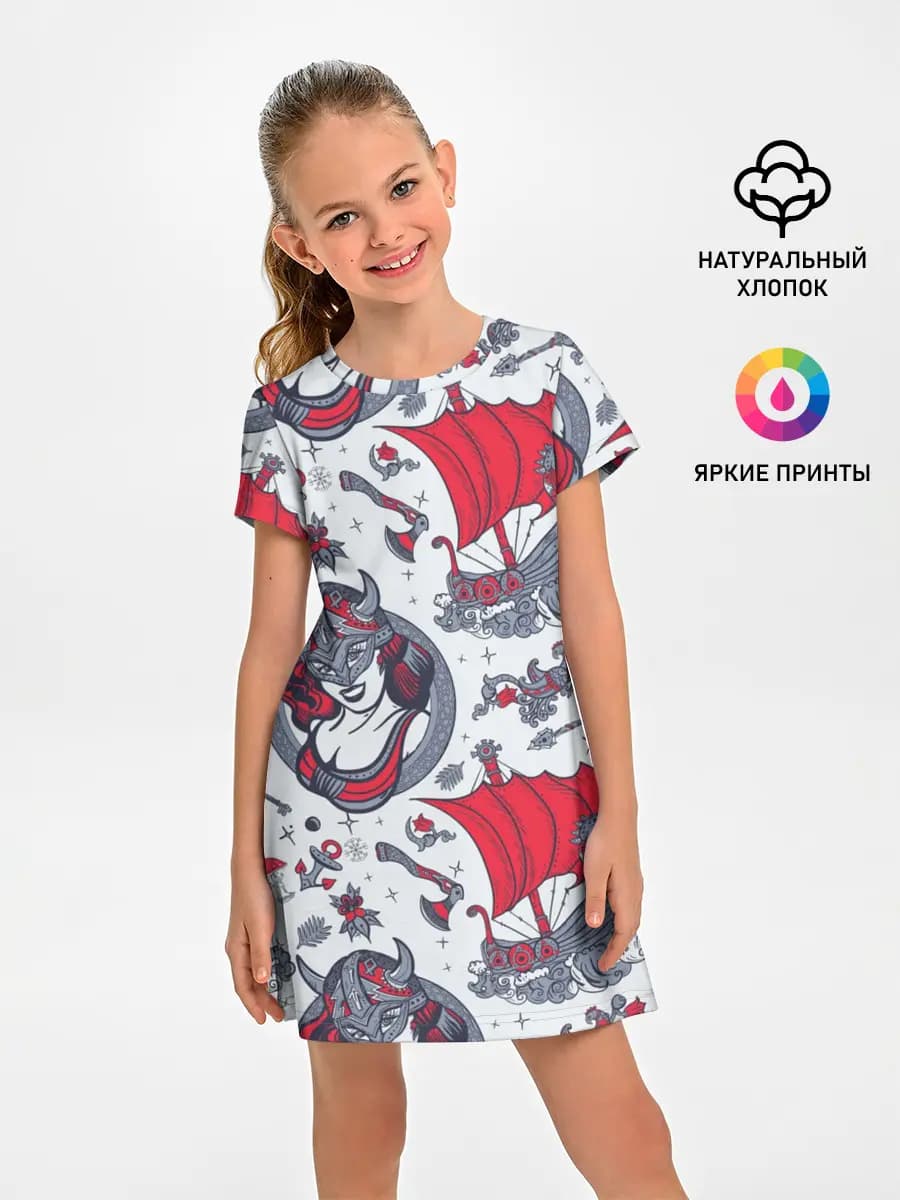 Корабли и девушка викинг