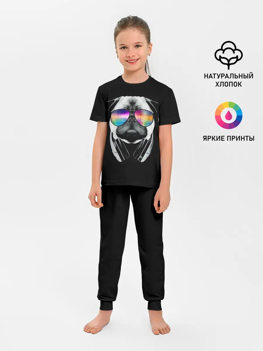 Мопс в наушниках