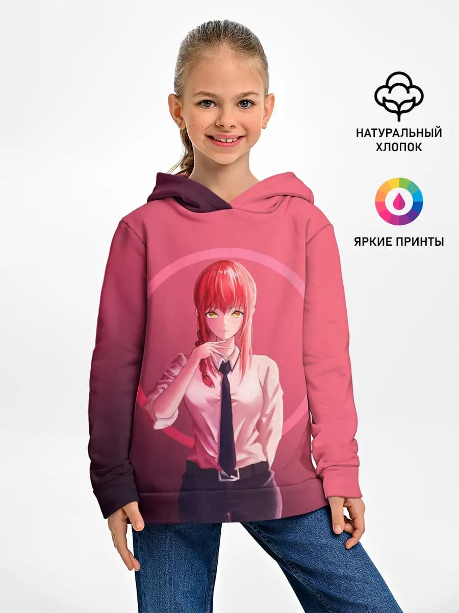 Макима на красном фоне