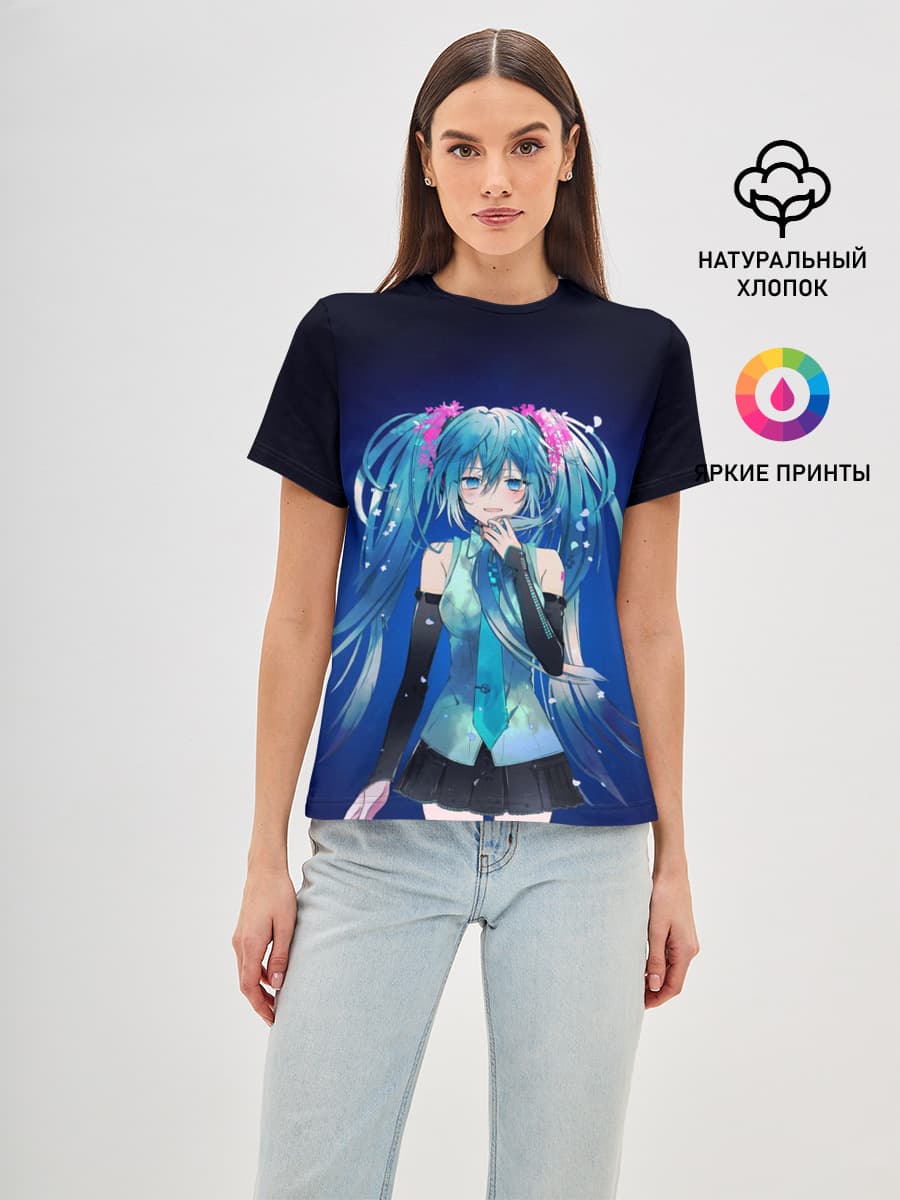 Hatsune Miku на черном фоне